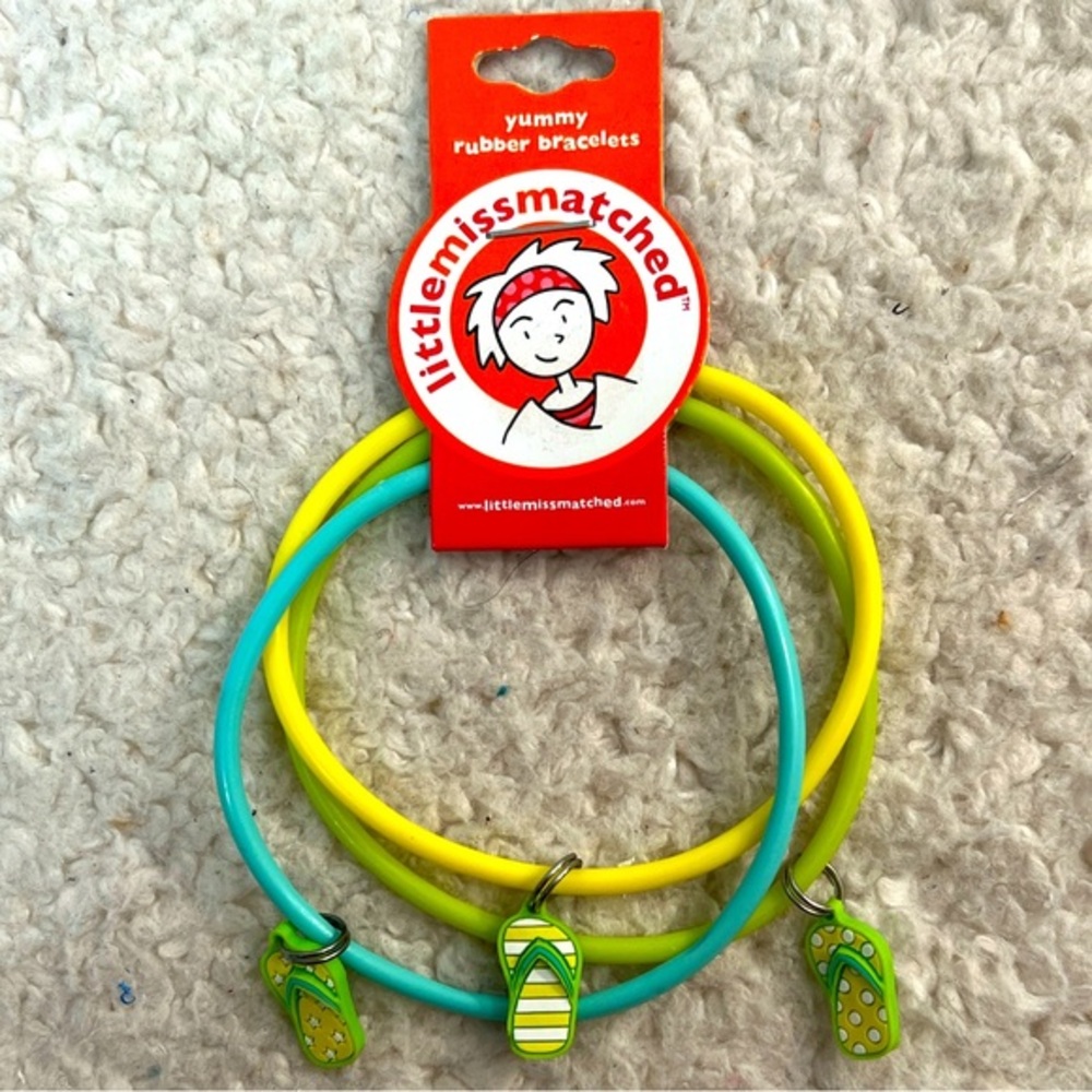 Little Miss Matched Rubber Bracelets with Flip Flop Charms